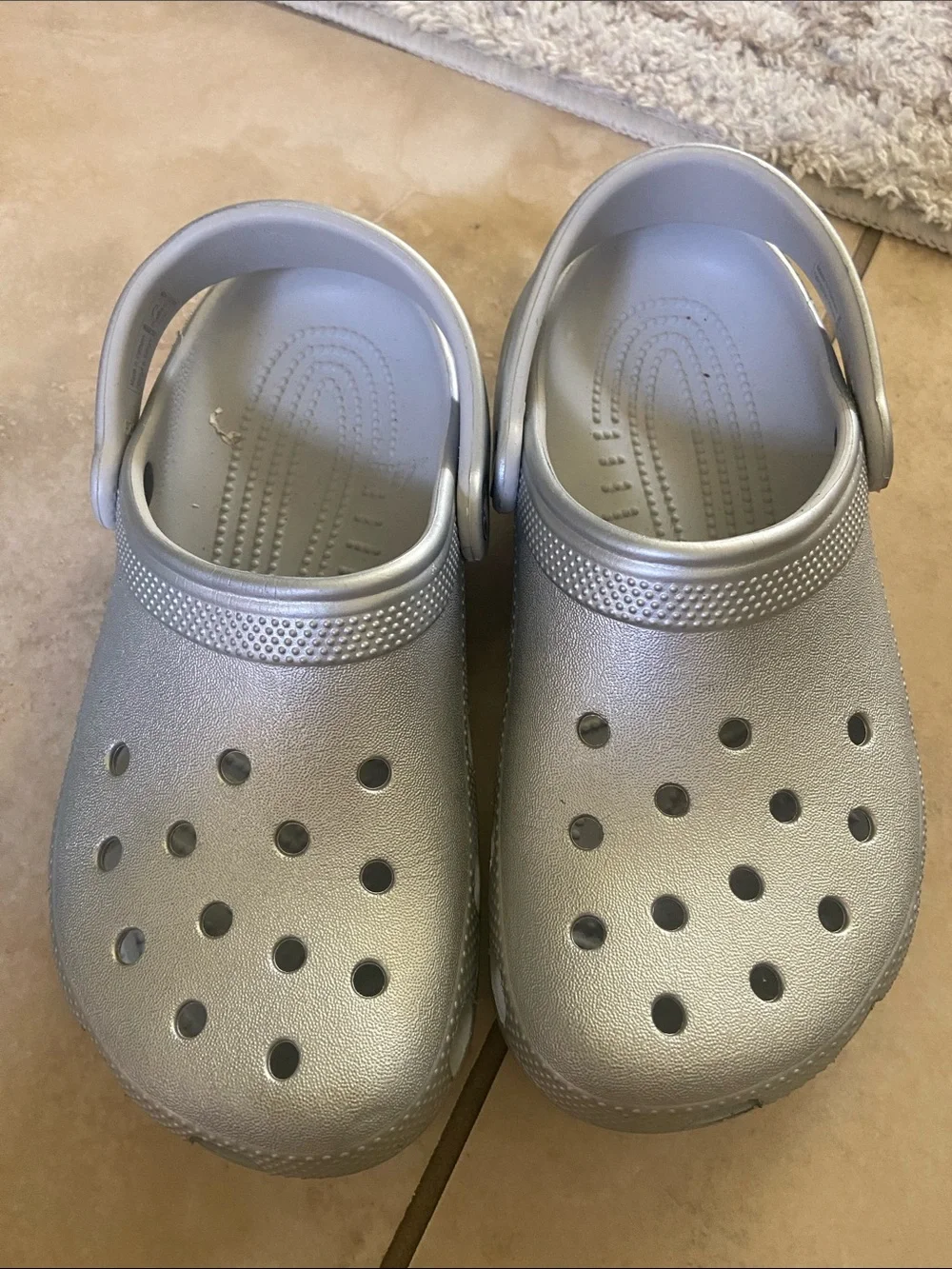 CROCS Kids Light Blue & Silver Classic Clogs